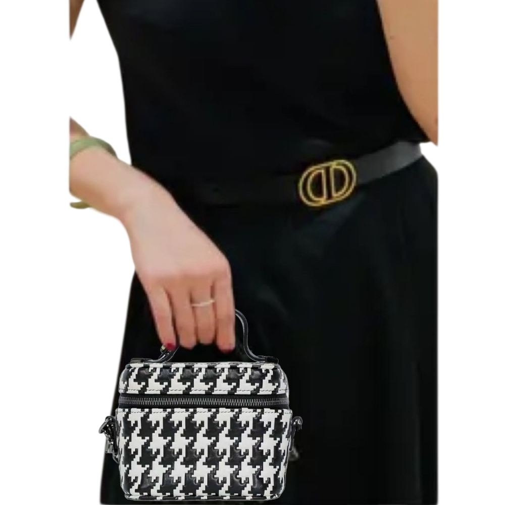 Like NEW! LADY DIOR Houndstooth Bag Micro Lady Dior Vanity Case - Picture 7 of 16